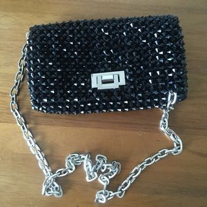 Black crossbody bag beaded -NEW